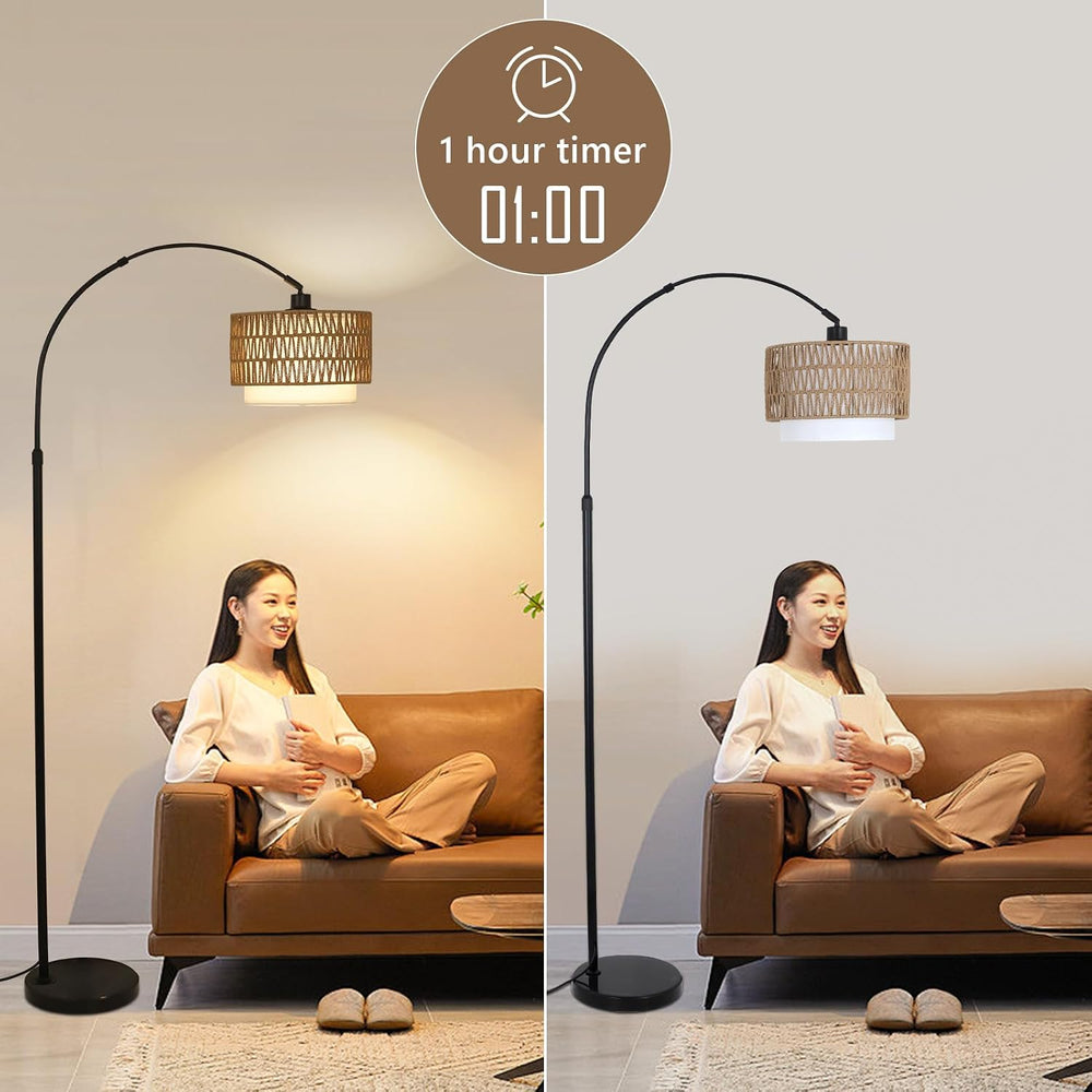 eyassi Arc Floor Lamp with Remote, Modern LED Floor Lamp with Dimmable Bulb, ...