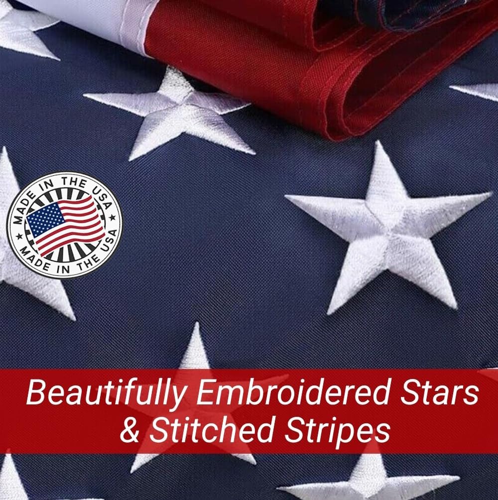Grace Alley American Flag: 3x5 FT US Flag - 100% Made in USA. Embroidered Sta...