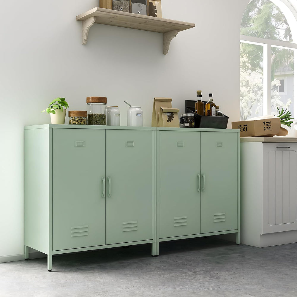 Metal Storage Cabinet Locker Cabinets with Doors and Adjustable Shelf for Kit...