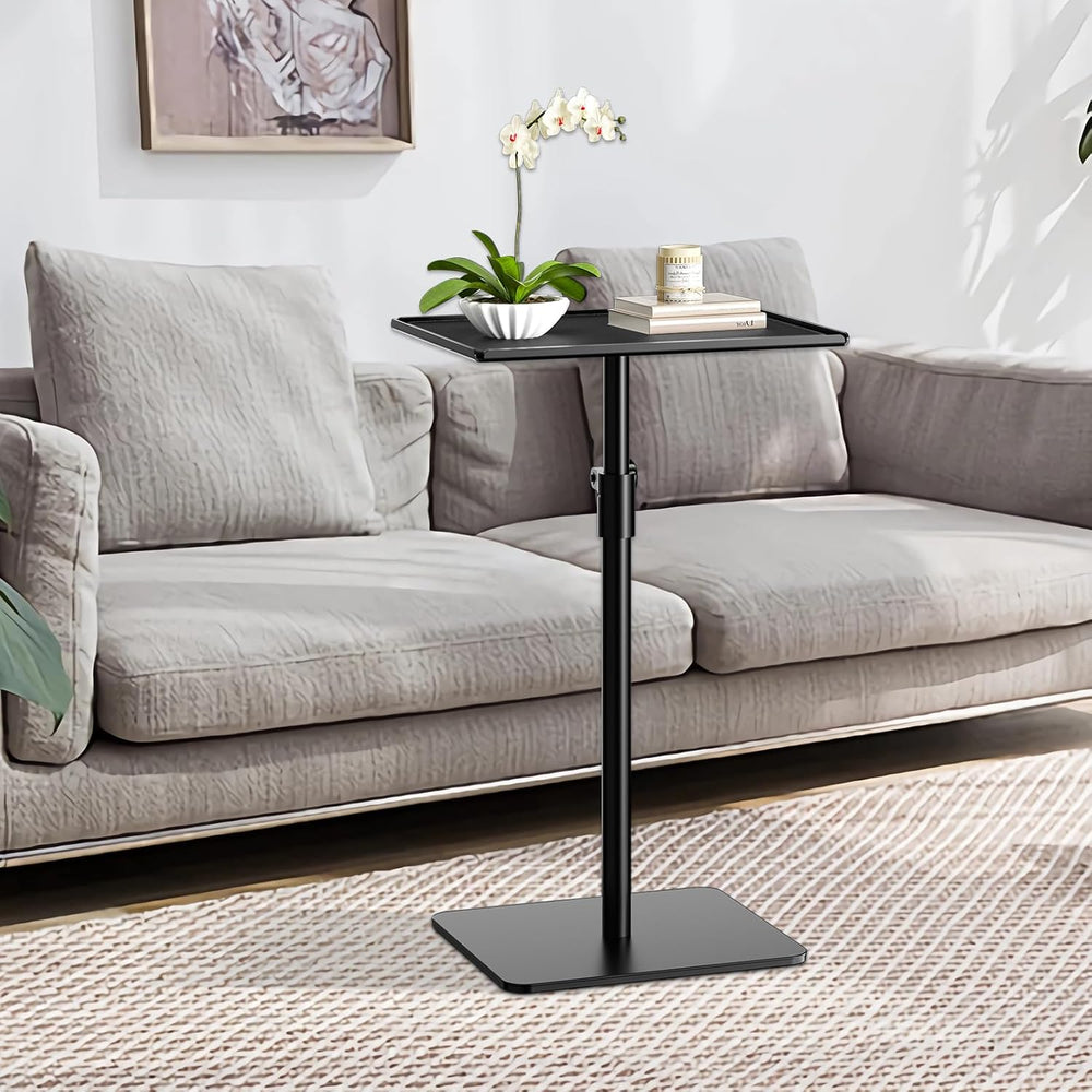 RCHYFEED Height Adjustable Side Table Metal End Table with Tray, 17-29.6 in