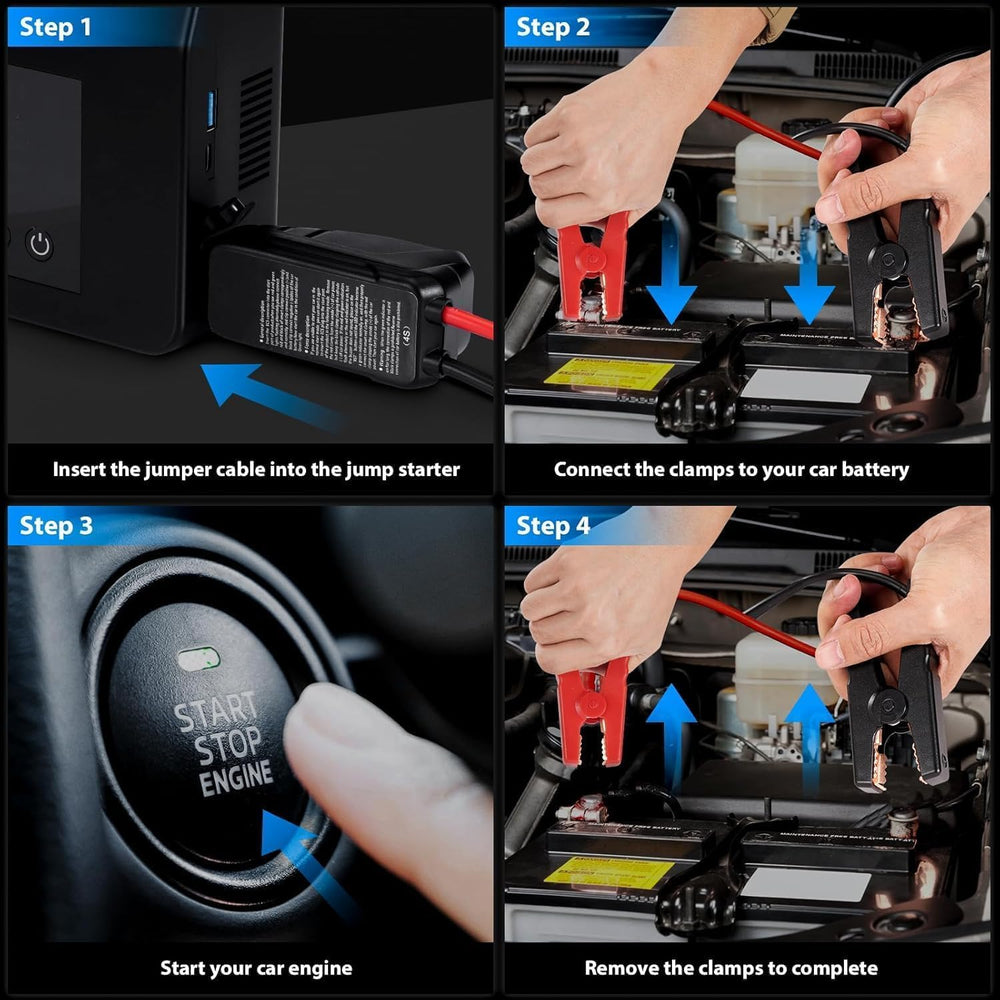 Hieha Portable Car Battery Jump Starter with Air Compressor, 4000A Peak
