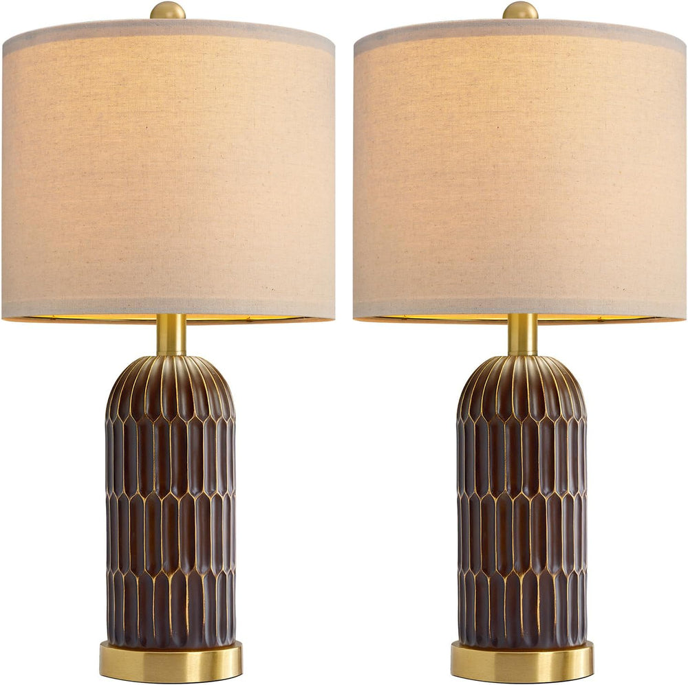 OYEARS 22.5" Bedside Table Lamps Set of 2, Farmhouse Table Lamp with USB...