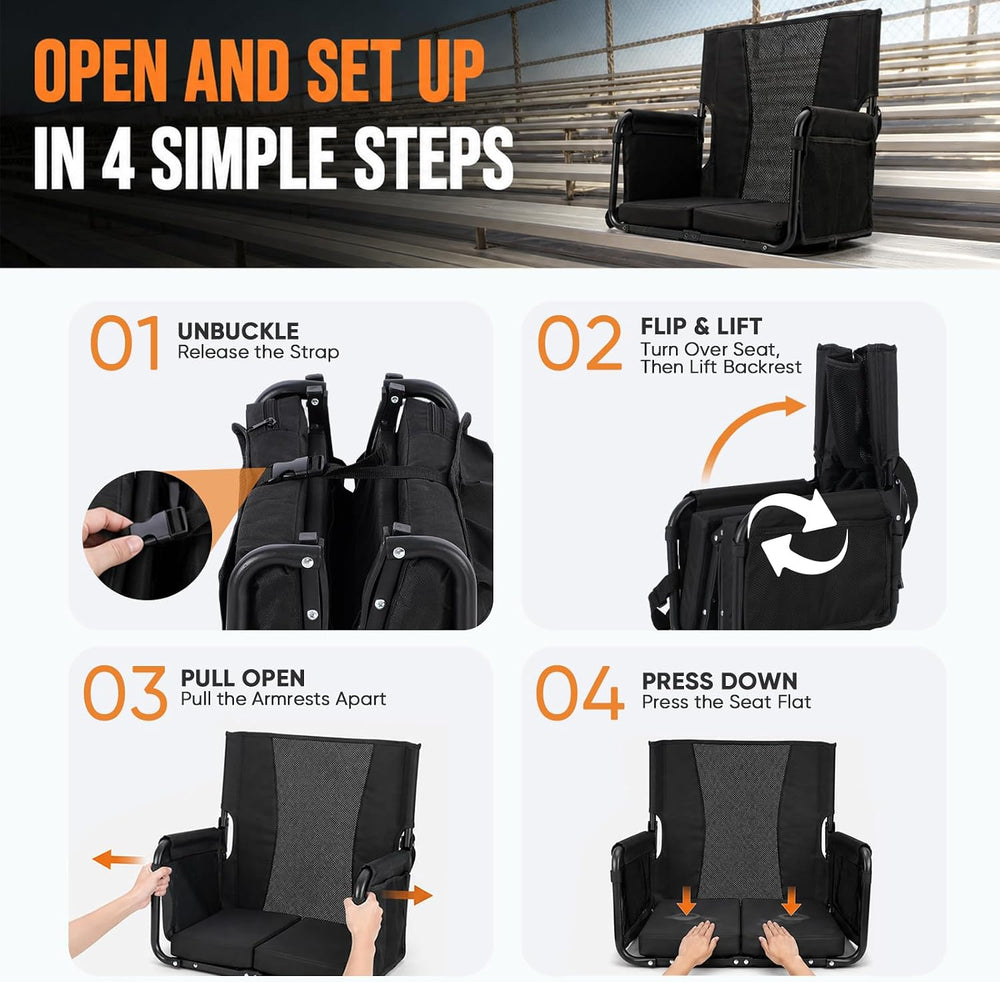 Sekey Stadium Seats with Back Support, Armrests & Soft Cushion