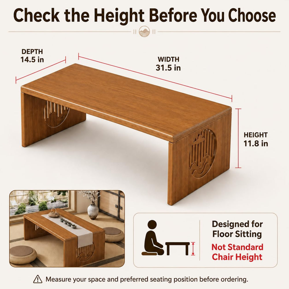 Folding Floor Table, Japanese Coffee Table, Low Bamboo Desk