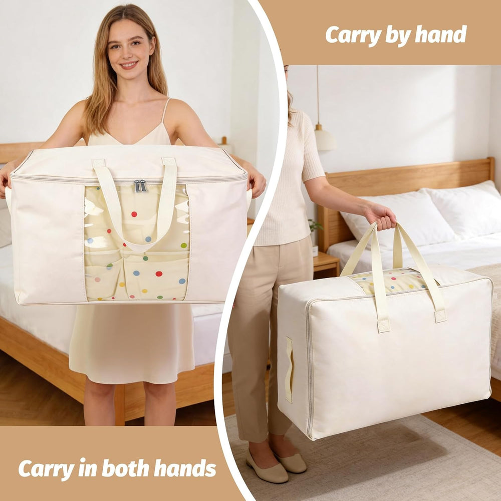 Soft Large Canvas Storage Bags with Zipper. Thick Breathable. Four Carrying H...
