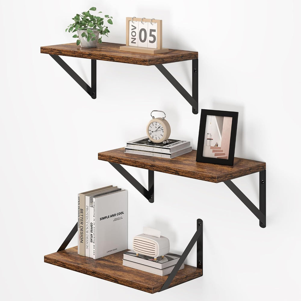 Vivelove Deep Floating Shelves for Wall, 16W x 8D Wood Wall Shelves Set of 3,...