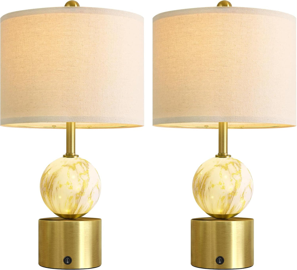Oneach 20.5" Small Bedside Table Lamps for Bedroom Nightstands, Gold Gla...