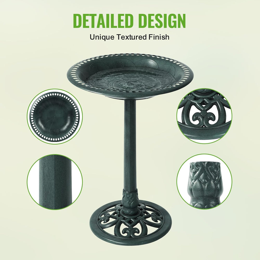 Backyard Expressions Outdoor Garden Bird Bath - Green - Weather Resistant Pol...