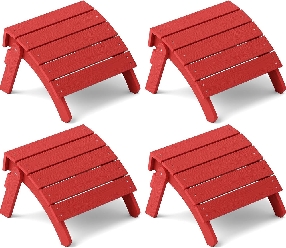 YEFU Folding Adirondack Ottoman Outdoor Set of 4, Red