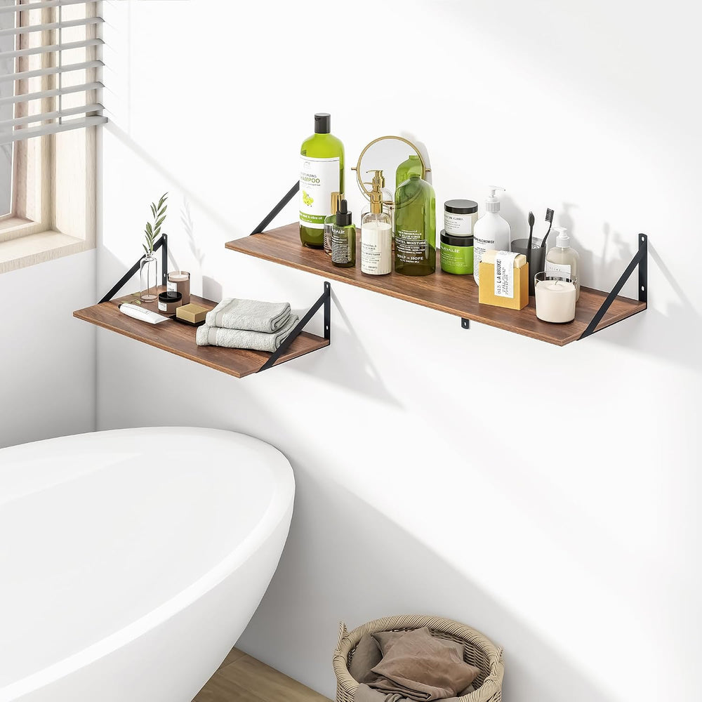 Heimlove 48W x 12D Deep Floating Shelves Set of 2 Walnut