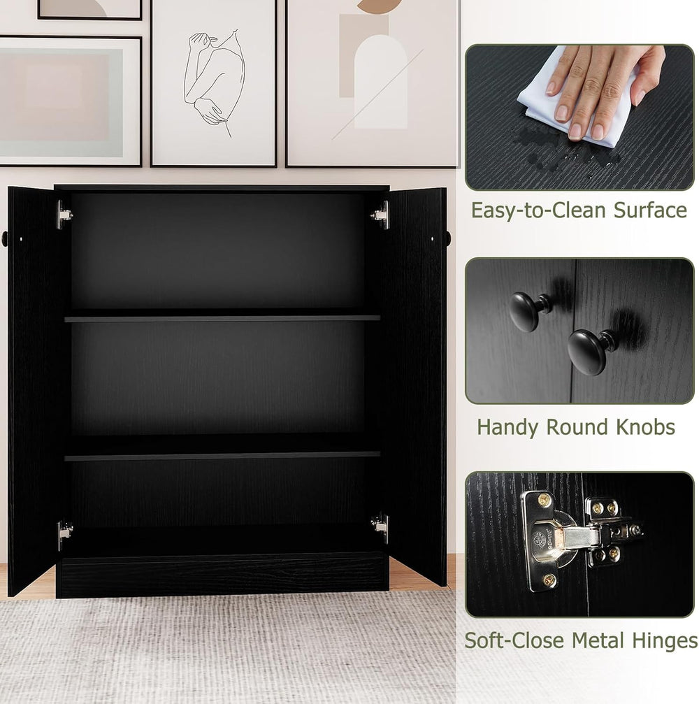GIANTEX 2-Door Storage Cabinet, Buffet Cabinet with Storage, Black
