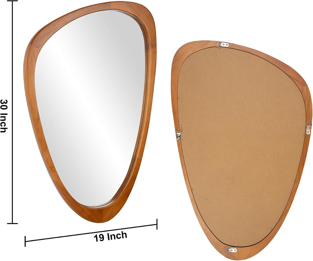 Irregular Asymmetrical Wall Mirror 19"x30" Wooden Frame Bathroom Mi...