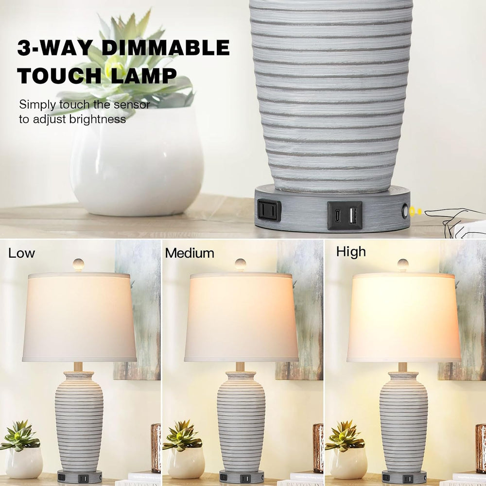 CINSARY 25" Farmhouse Jar Table Lamps Set of 2, 3 Way Touch Control Rust...