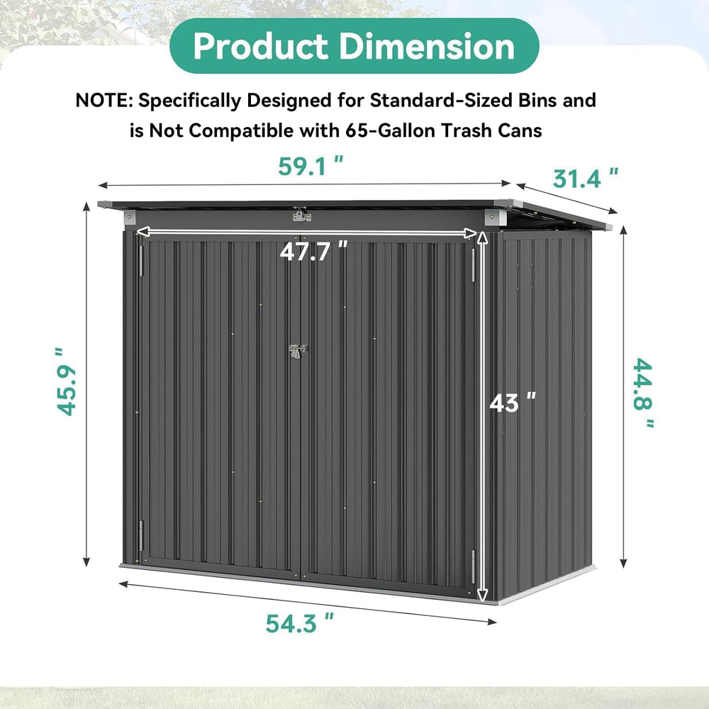 60 Cu.Ft Outdoor Trash Can Storage Shed