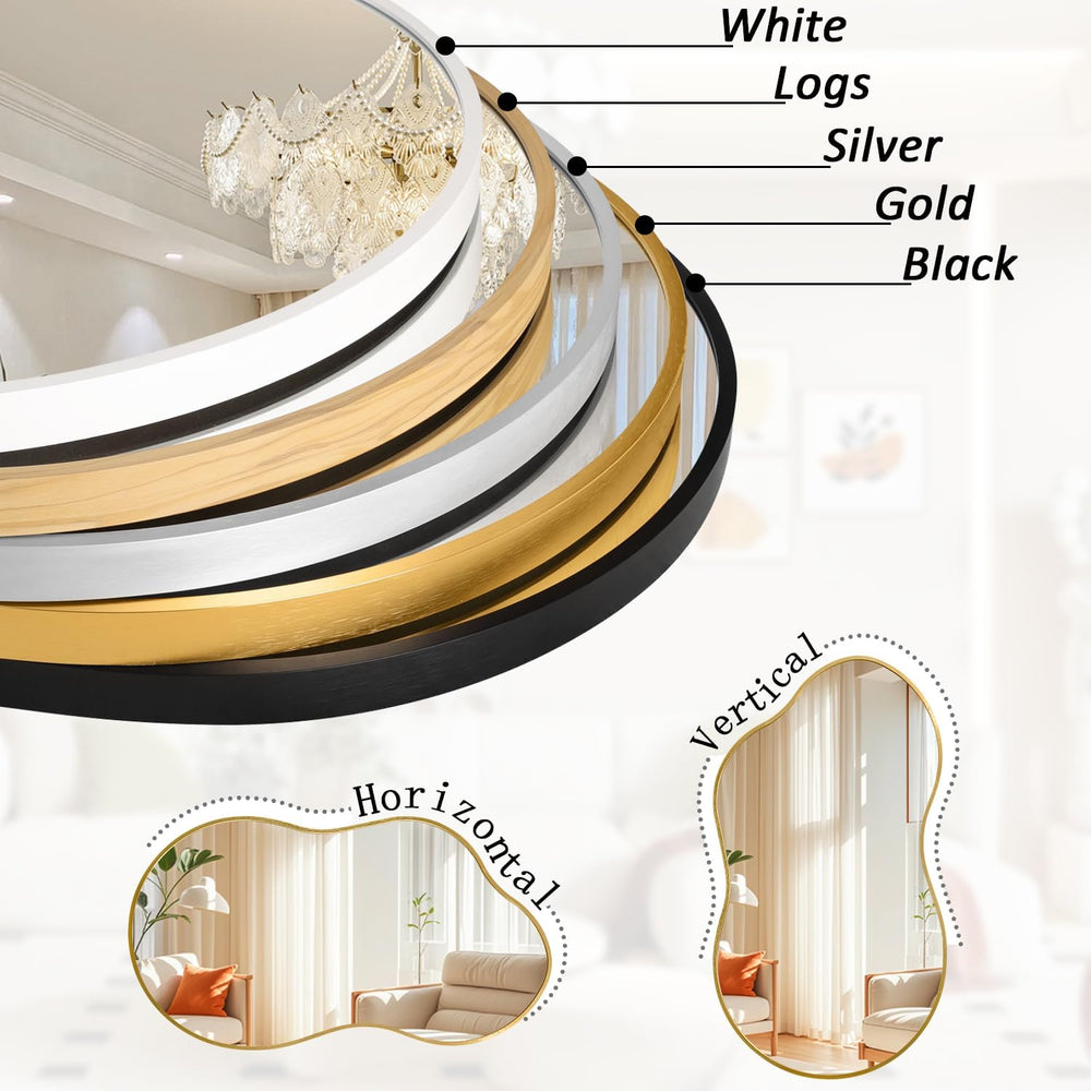 JJUUYOU Wall Mirror Irregular Metal Framed Decorative Gold Mirrors Large 22&q...