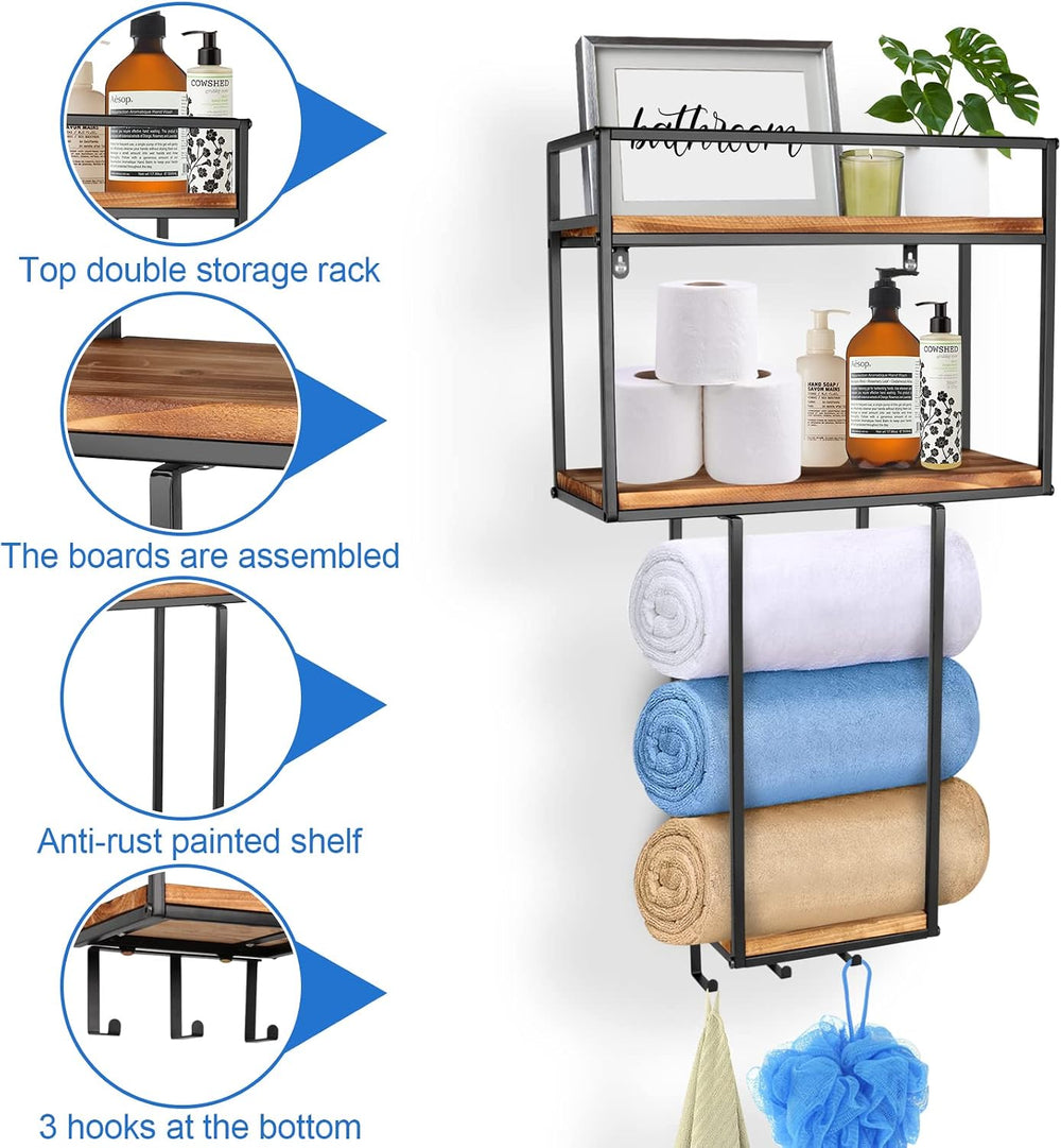 MOUGIGI Towel Rack Wall Mounted - Space-Saving Design for Small Bathrooms