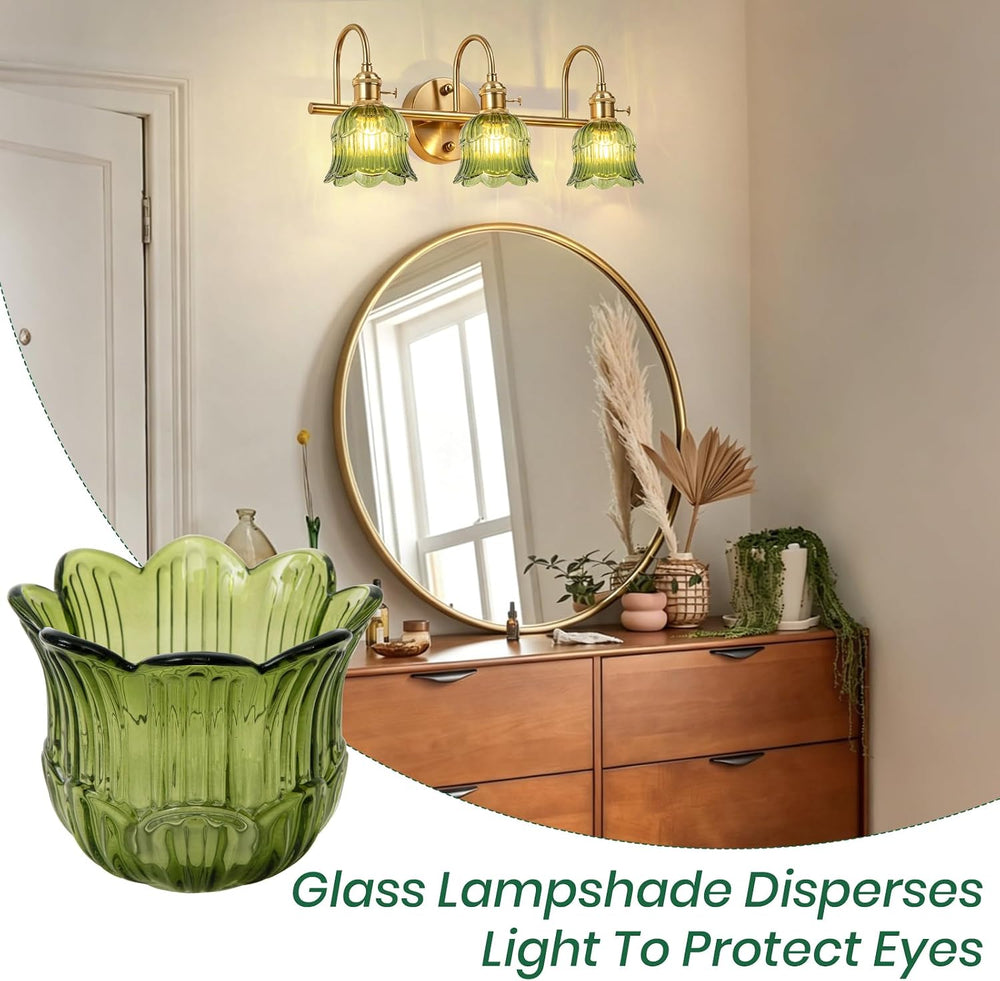 Tulip Lamp Shades Replacement, Green Glass Sconce Shade Heavy and Thick for w...