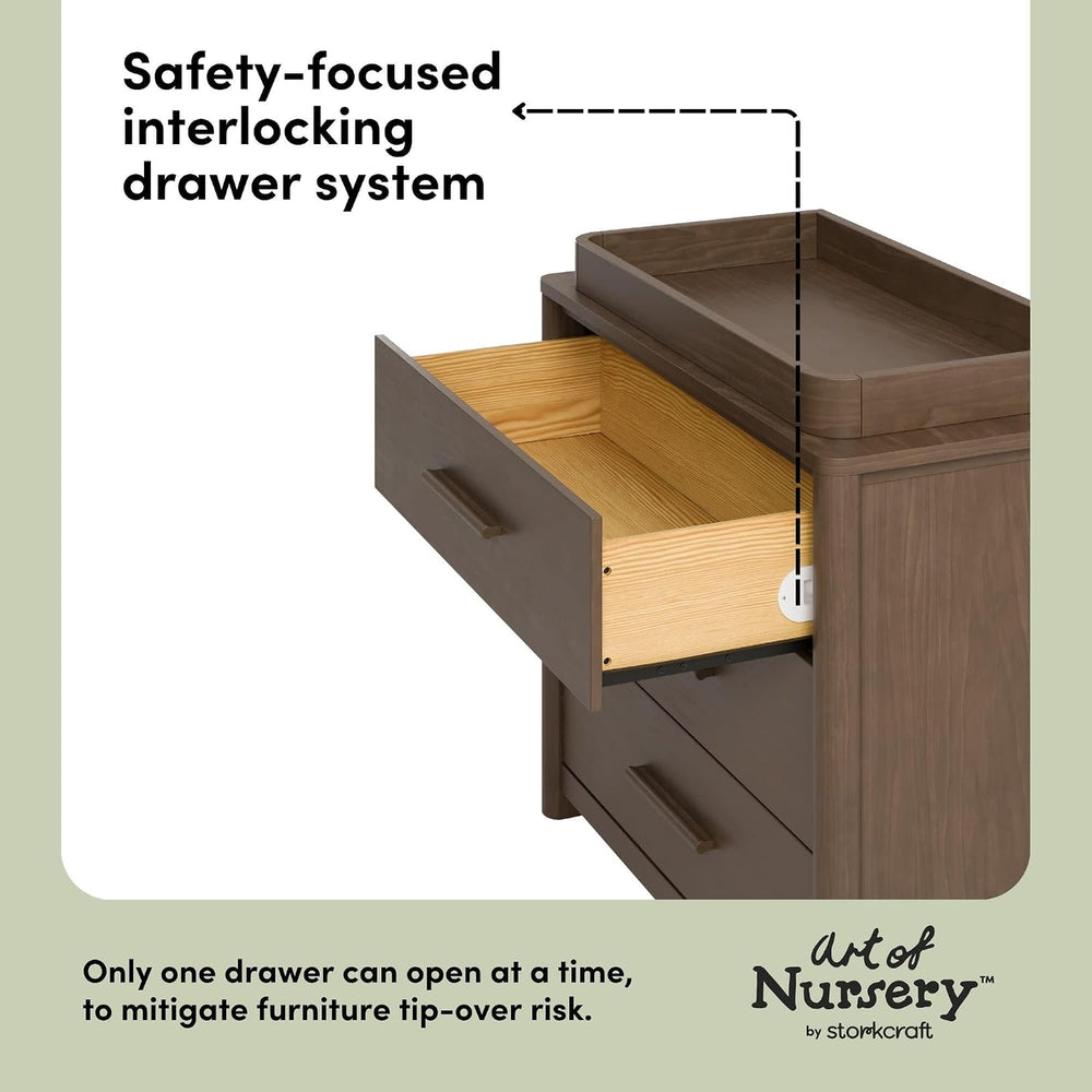 Storkcraft Malta 3 Drawer Chest with Removable Changing Topper, Hazelnut