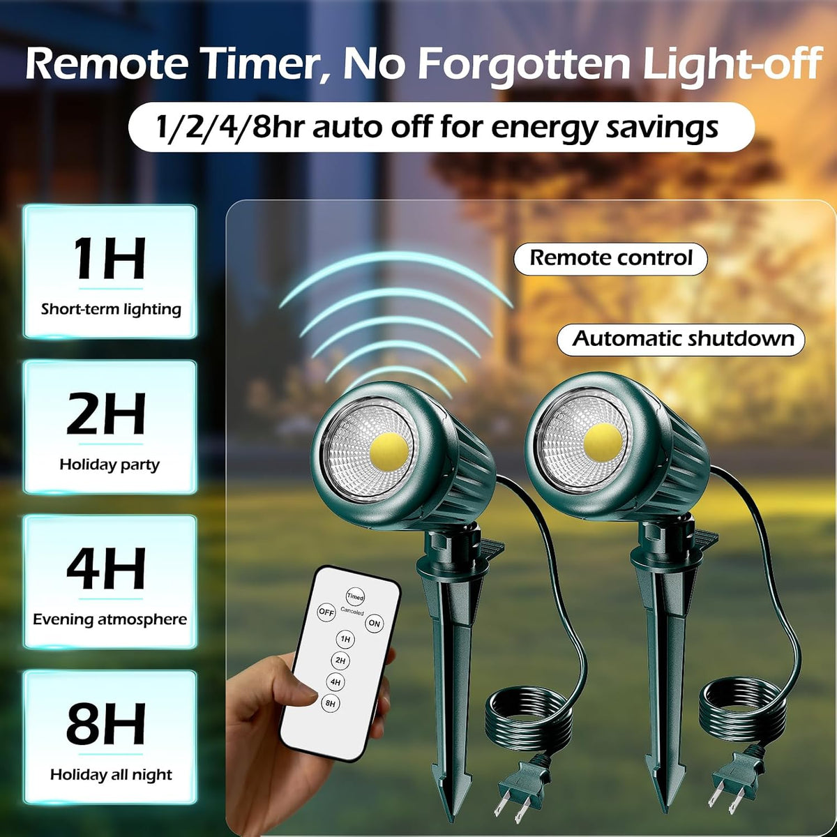 Halloween Spotlights Outdoor,120V Timer Remote Control,4 Pack