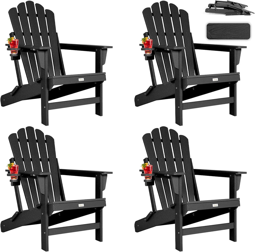 Oversized Folding Adirondack Chair 4PC, HDPE Fire Pit Chair W/400 LBS