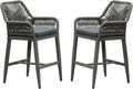PURPLE LEAF 24" Bar Stools Set of 2 Comfortable Seat Cushion, Smoke Grey