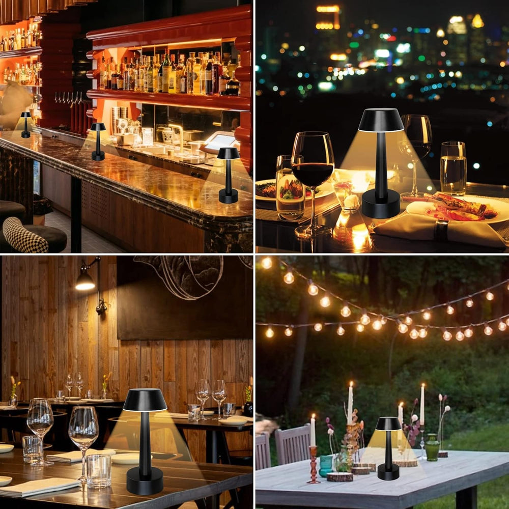UMEXUS 2 Pack Small Cordless Rechargeable Table Lamp for Restaurant Bar