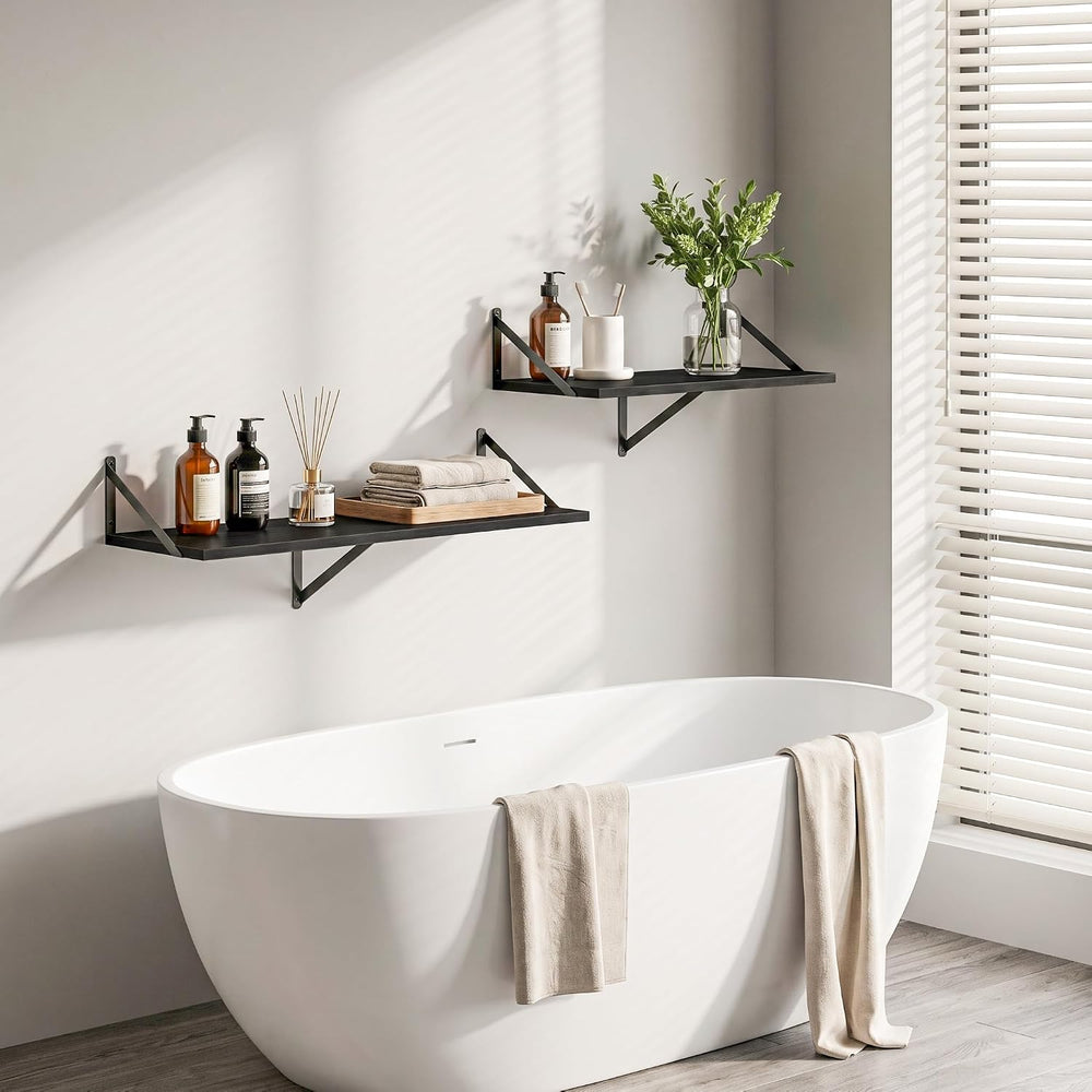 Vivelove 16" x 12" Deep Floating Shelves Set of 4, Rustic Wide Wall...