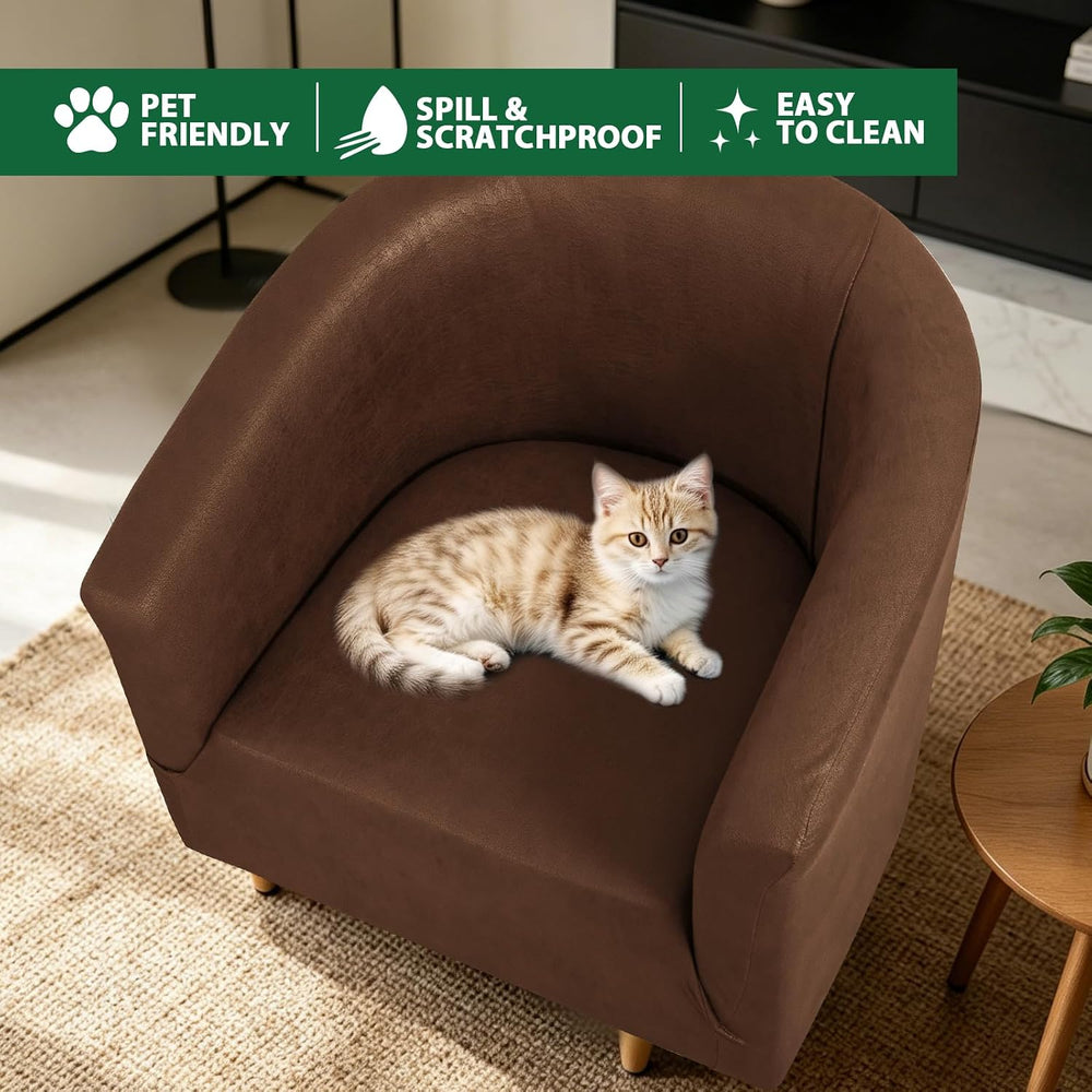 Club Chair Slipcover Stretch Barrel Tub Armchair Covers,Coffee