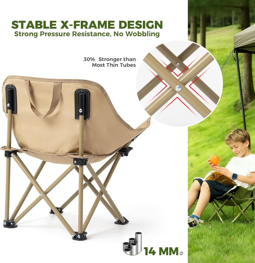 Portable Camping Chair, 60cm Wide Seat Folding Chair with Lumbar Support, 265...