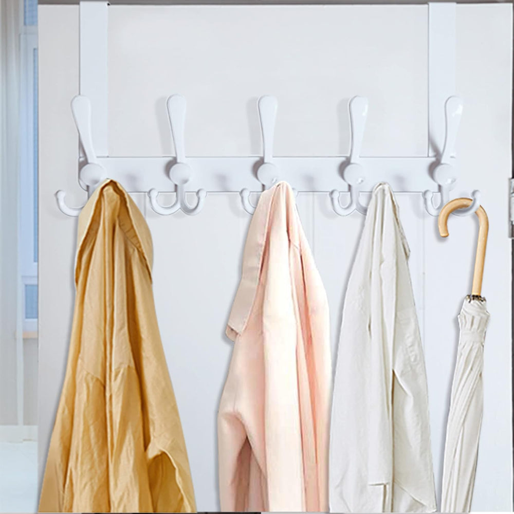 WEBI Over The Door Hook Door Hanger Hook Rack with 5 Tri Hooks for Hanging Co...