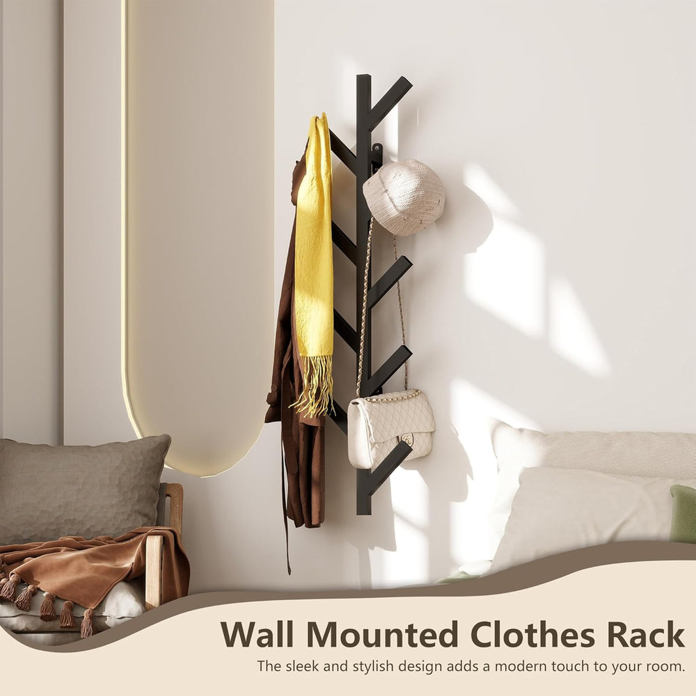 Prywot 2PK Vertical Hat Rack, Metal Coat Rack Wall Mounted, Black, 37.8"