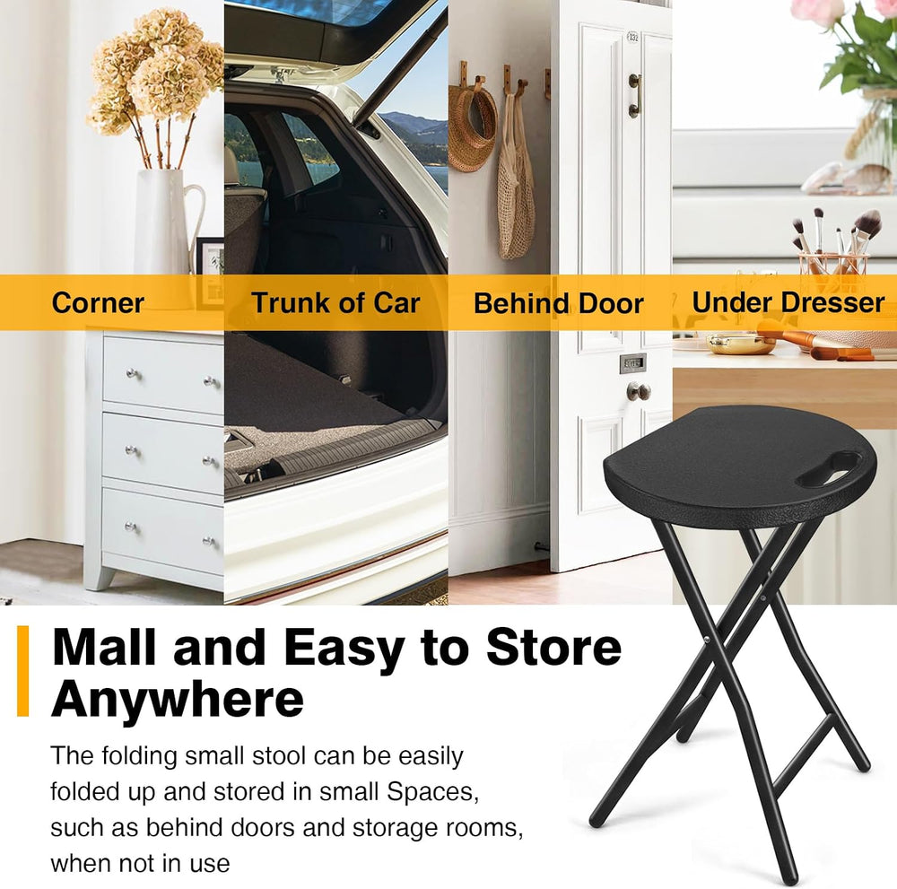 Portable Folding Chair with Handle, Heavy Duty Round Fold Stool Chair