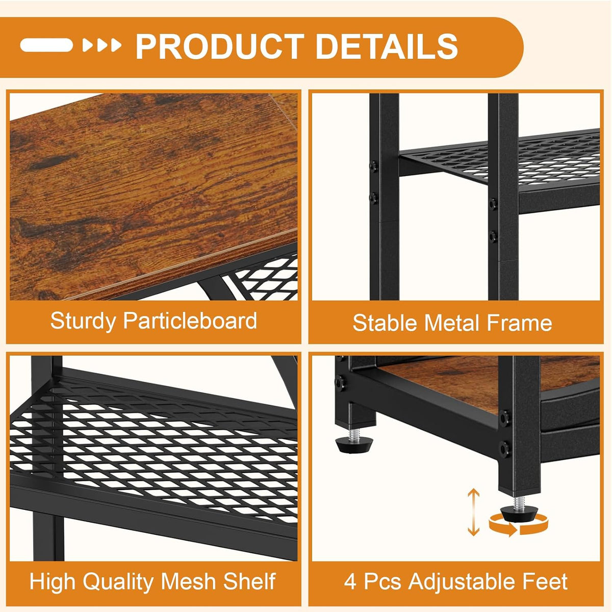 Snughome Entryway Table, Narrow Console Table, Industrial Sofa Table with 5 Tier Storage Shelves, Entrance Table for Hallway, Behind The Couch, Living Room, Foyer