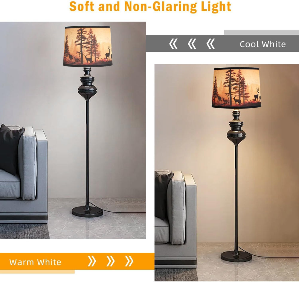 1pack Rustic Deer Printed Drum Lamp Shades for Table & Floor Lamps, 11.4&...