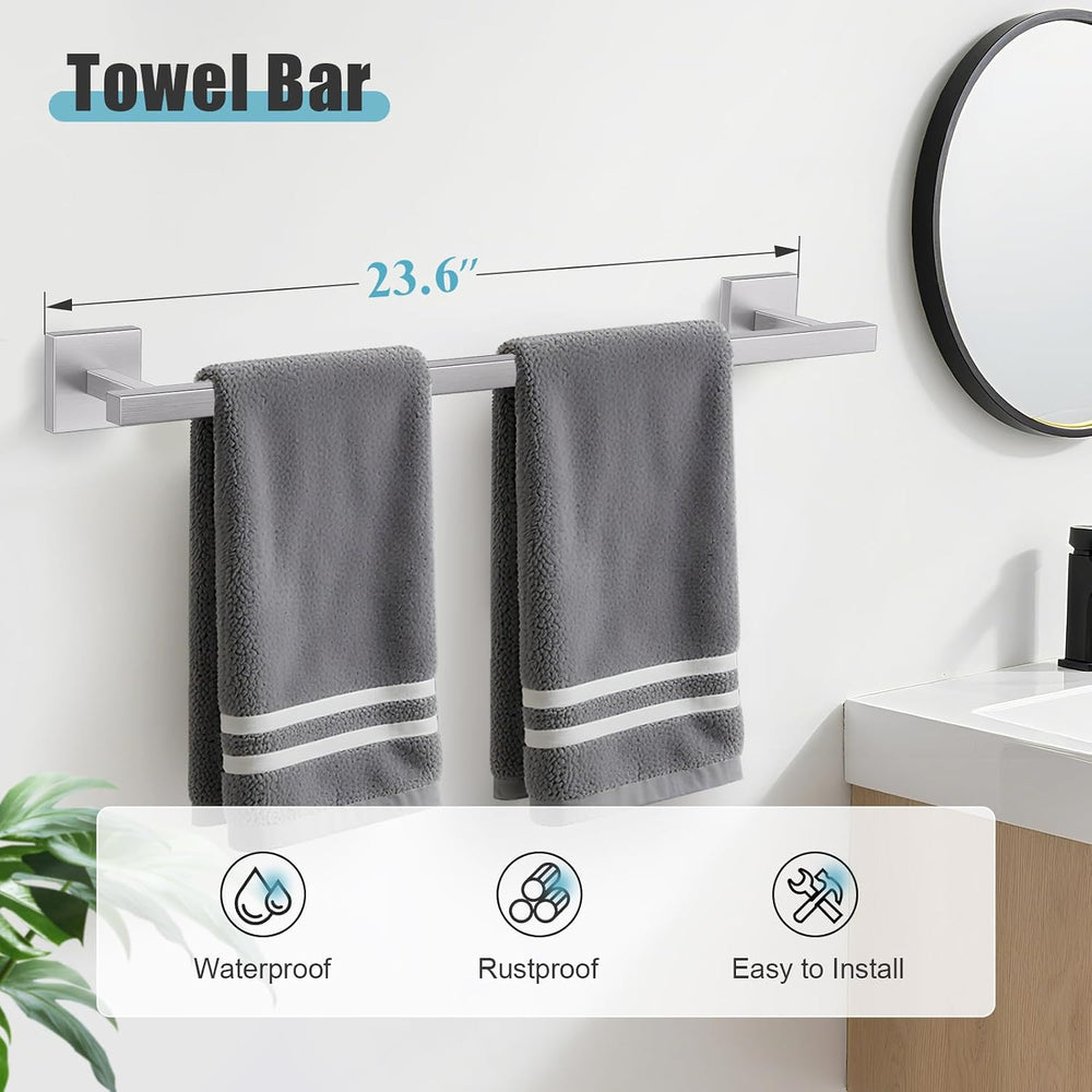 YACVCL 5-Pieces Brushed Nickel Bathroom Hardware Accessories Set Towel Bar Se...