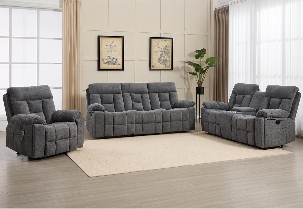 CANMOV Reclining Sofa Set, 3 Pieces Recliner Sofa Set, Power Lift Recliner Ch...