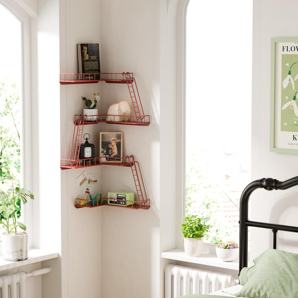 Fire Escape Wall Shelf - Modern City Style 4-Tier Corner Wall Shelves, Easy t...