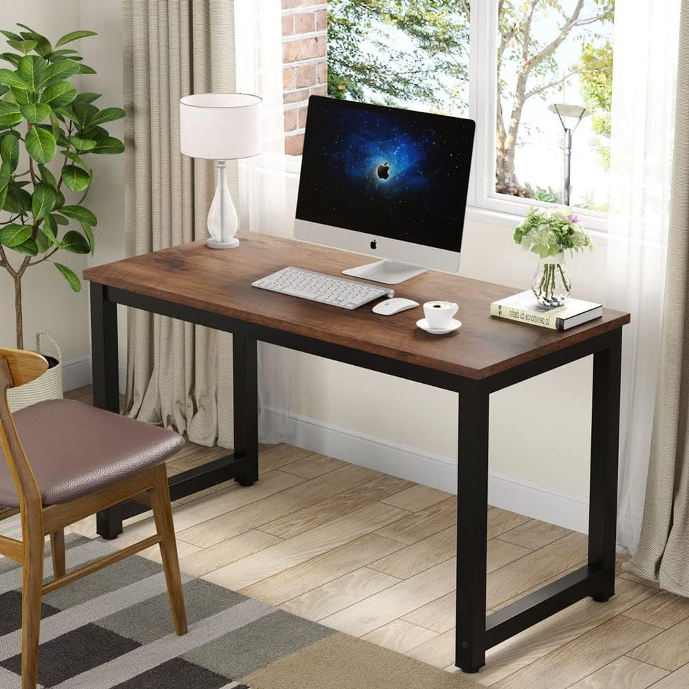 Tribesigns Modern Simple Computer Desk, 47 inch Vintage Office Desk Computer ...