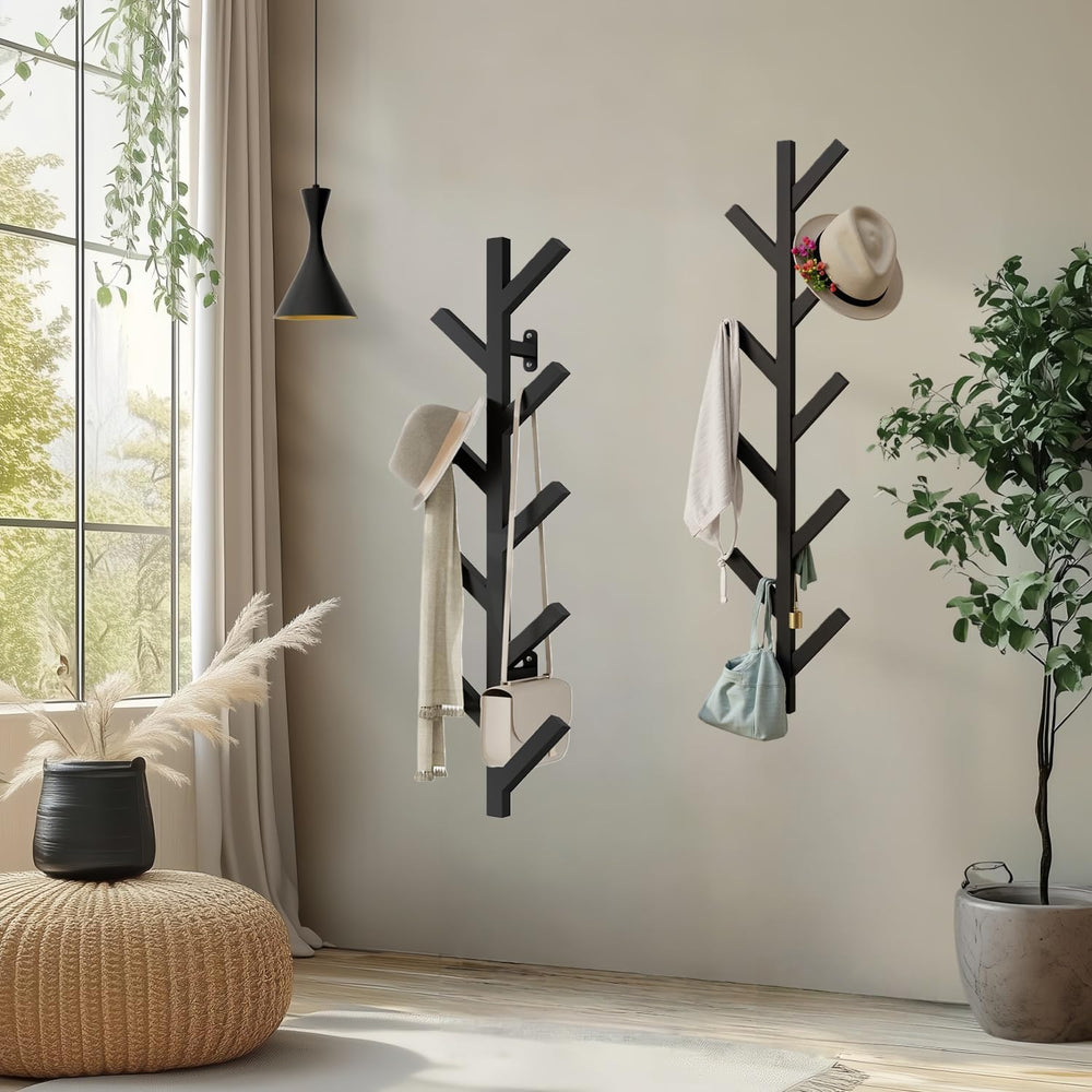 Prywot 2PK Vertical Hat Rack, Metal Coat Rack Wall Mounted, Black, 37.8"