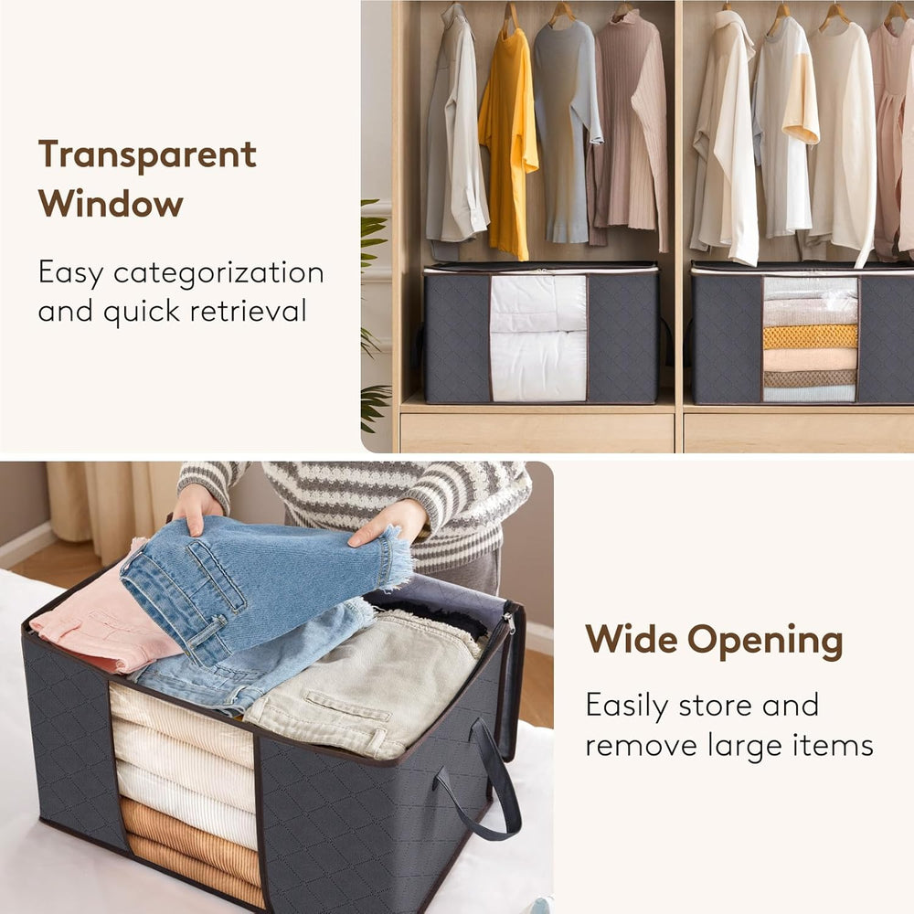 Lifewit 10 Pack 60L Clothes Storage Bins with Lids, Blanket Storage Bags