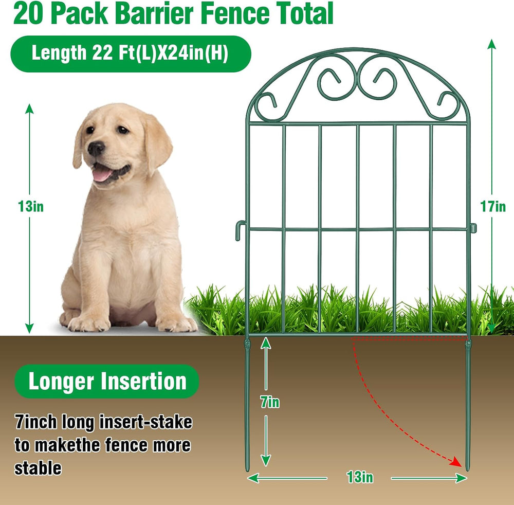 ADAVIN 24in Collapsible Garden Fence Border, 20 Panels Animal Barrier