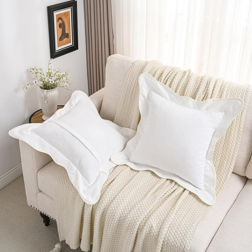 FUTEI Pack of 2 Chenille Throw Pillow Covers 20x20 Inch, White