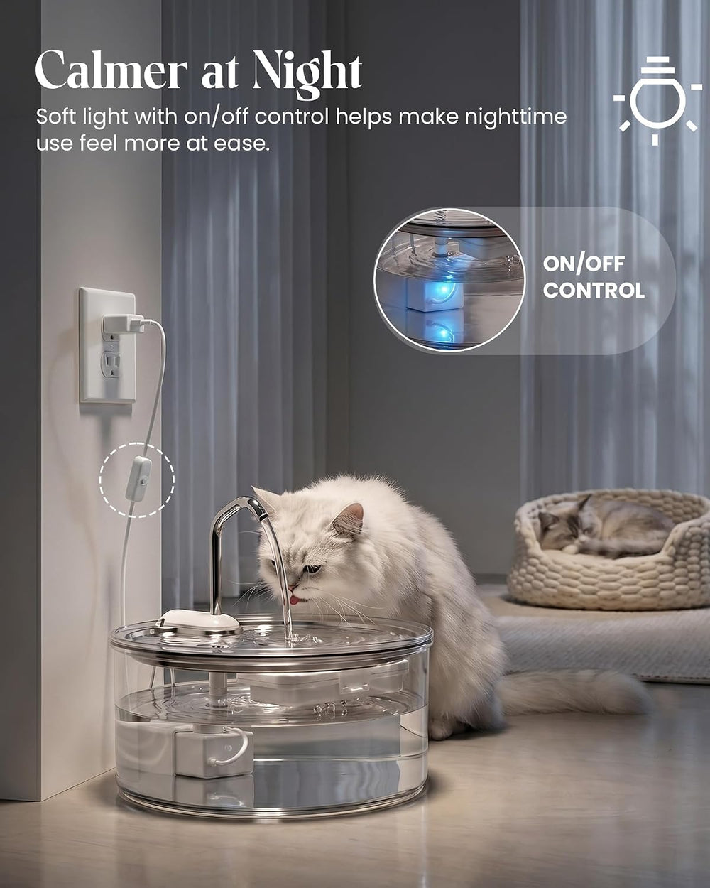 Tomxcute Glass Cat Water Fountain, 108oz Quiet Pet Dispenser for Drinking