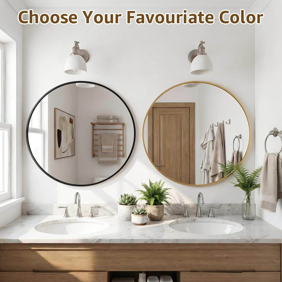 NEWBULIG 36 Inch Round Wall Mirror, Bathroom Mirrors for Over Sink
