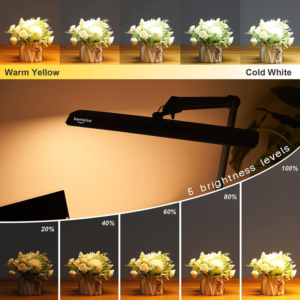 LED Architect Desk Lamp with Clamp, 30W 2500LM, Black 30CCT