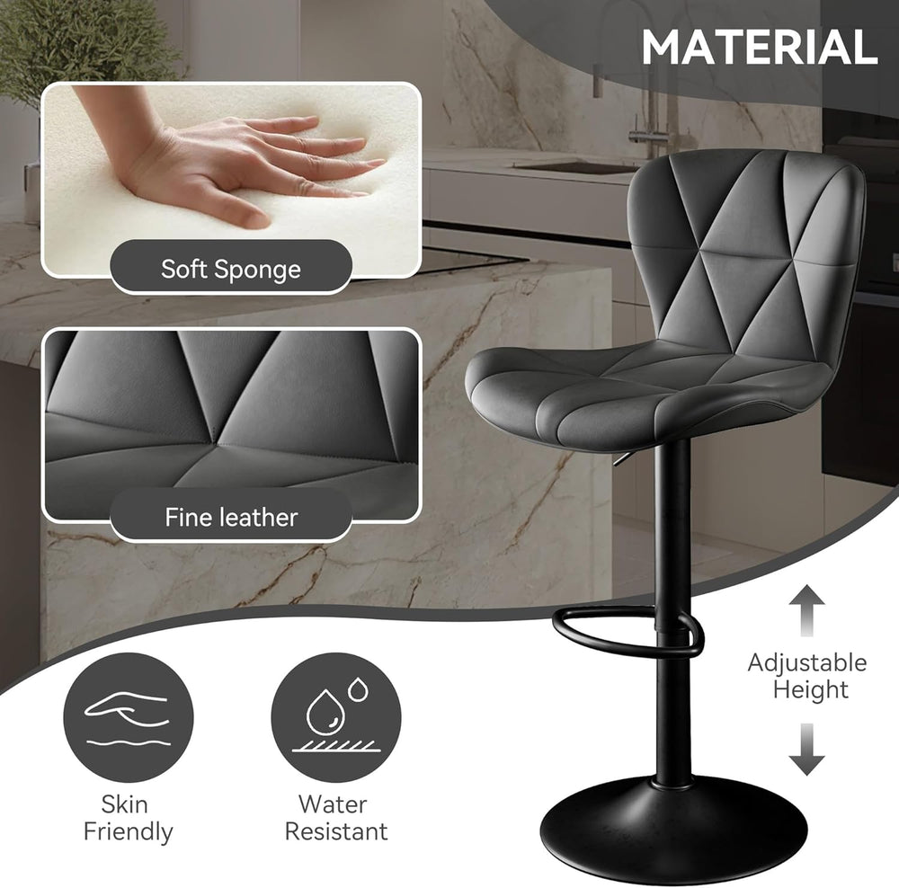 Bar Stools Set of 3,Adjustable Swivel Barstools, Faux Leather Bar Chairs,Upho...