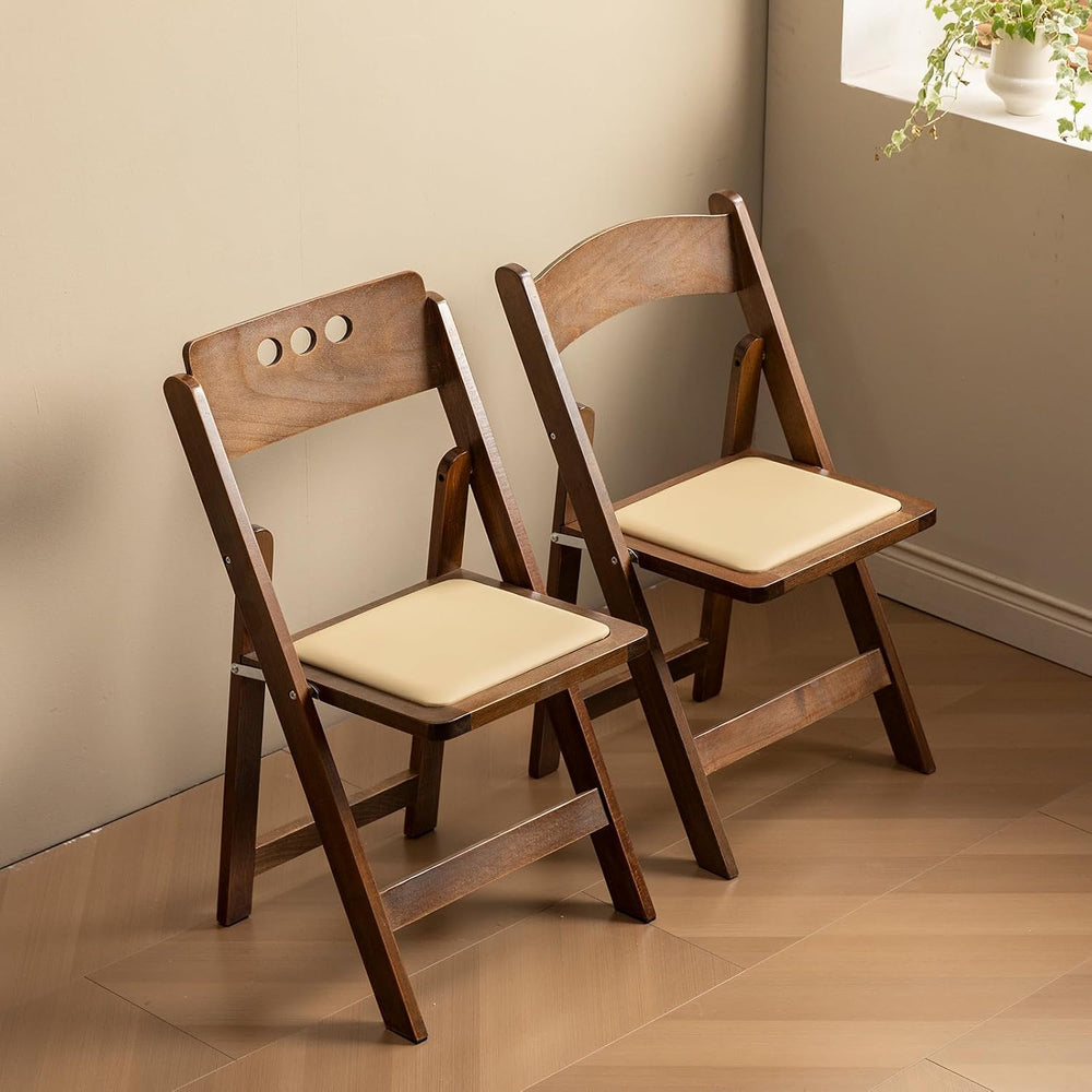 4 Pack Series Fruitwood Wood Folding Chair with Soft Leather Cushion Suitable...