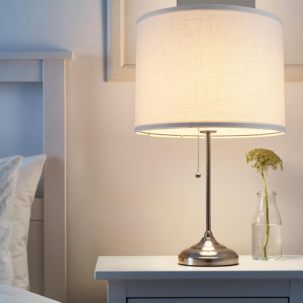 Drum Lamp shades Set of 2, White Line Lamp Shades for Table Lamps Floor Lamp,...