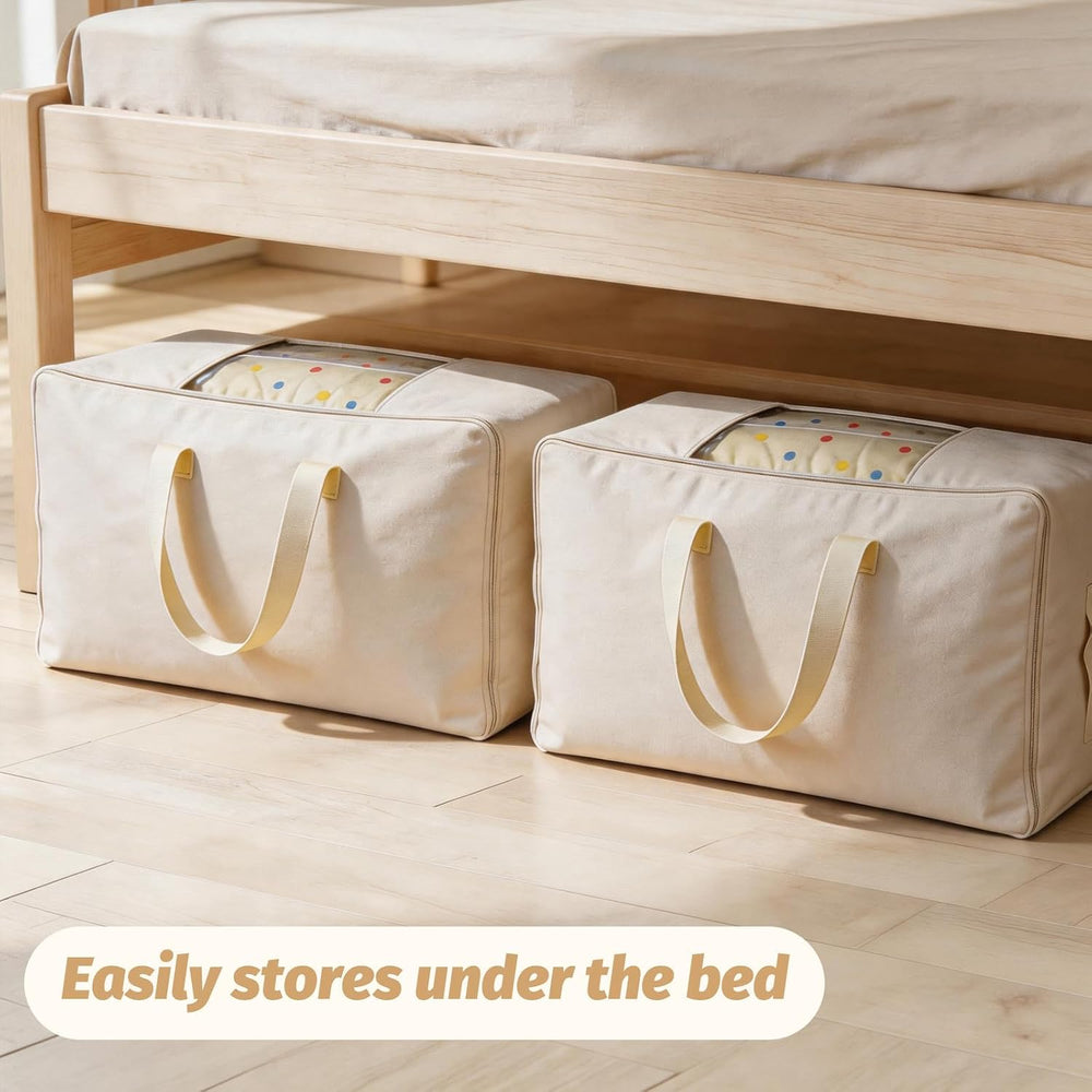 Soft Large Canvas Storage Bags with Zipper. Thick Breathable. Four Carrying H...