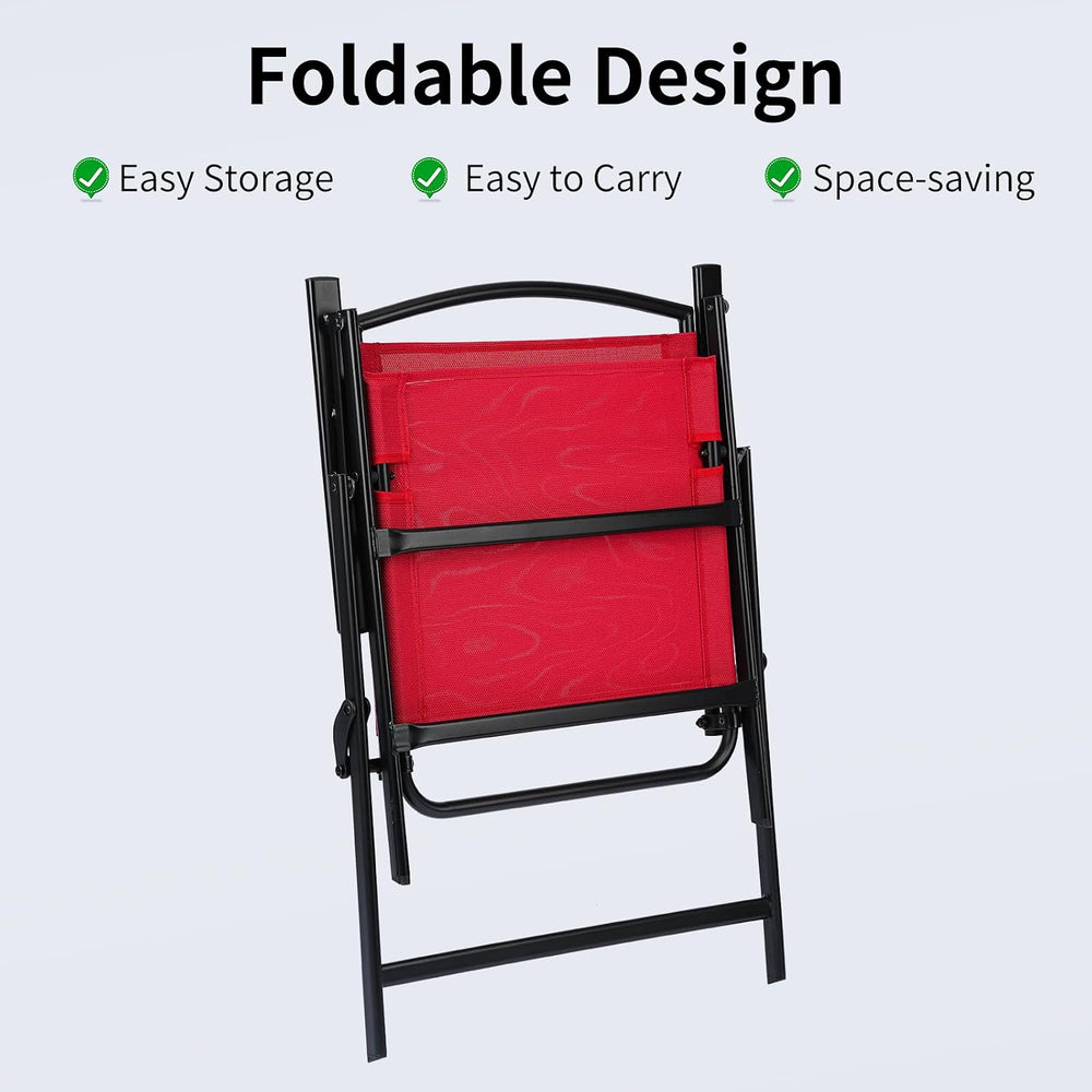 Outdoor Folding Patio Dining Chairs Set of 4 With Armrest Heavy-Duty Lightwei...